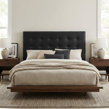 Tufted Faux Leather Headboard for King, California King Beds, Elegant Design