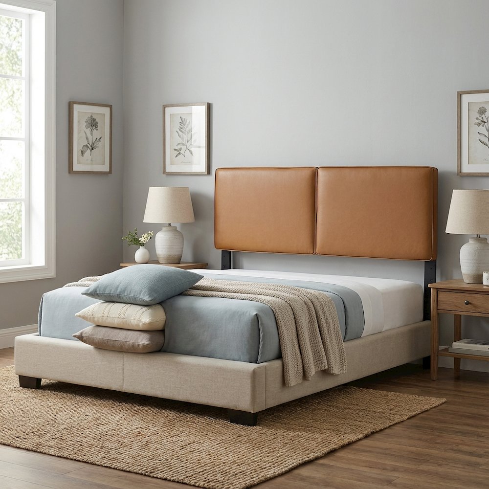 Vegan Leather King Headboard with Padded Upholstery and Durable Frame