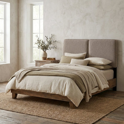 Boucle Fabric Twin Headboard Soft Upholstery with Durable Frame Panel Design
