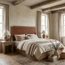 Vegan Leather Queen Headboard with Woven Texture and Durable Frame