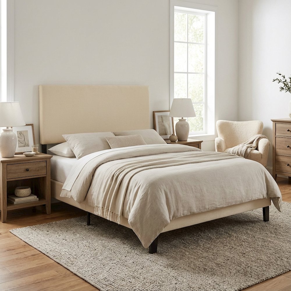 Upholstered Fabric King Headboard with Padded Design and Durable Frame