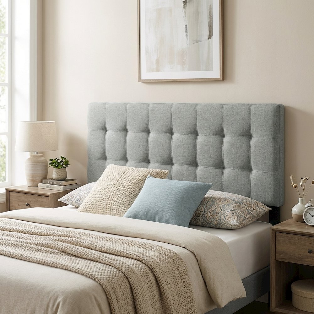 Upholstered Fabric Queen Headboard with Padded Design for Bedroom Comfort