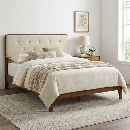 Tufted Fabric King Headboard with Wood Frame and Elegant Design
