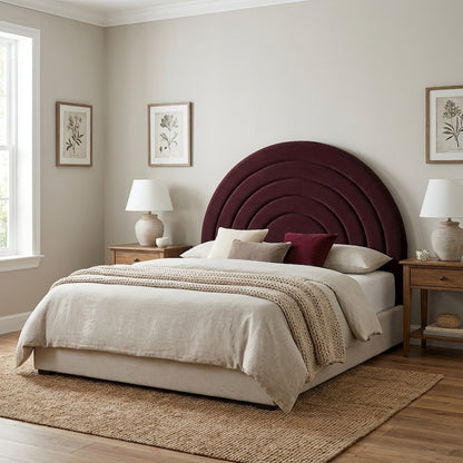 Arched Velvet Full Headboard in Soft Performance Fabric with Plush Design