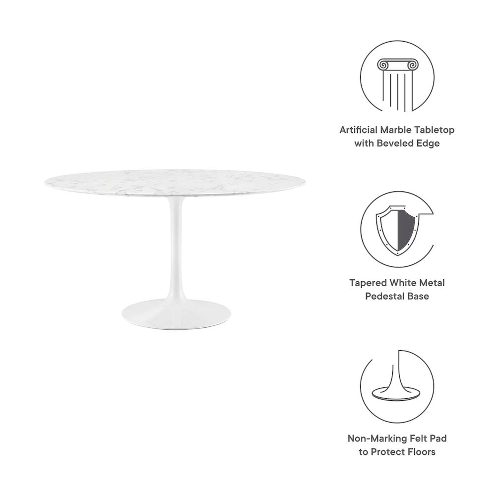 Lippa 48" Round Faux Marble Dining Table