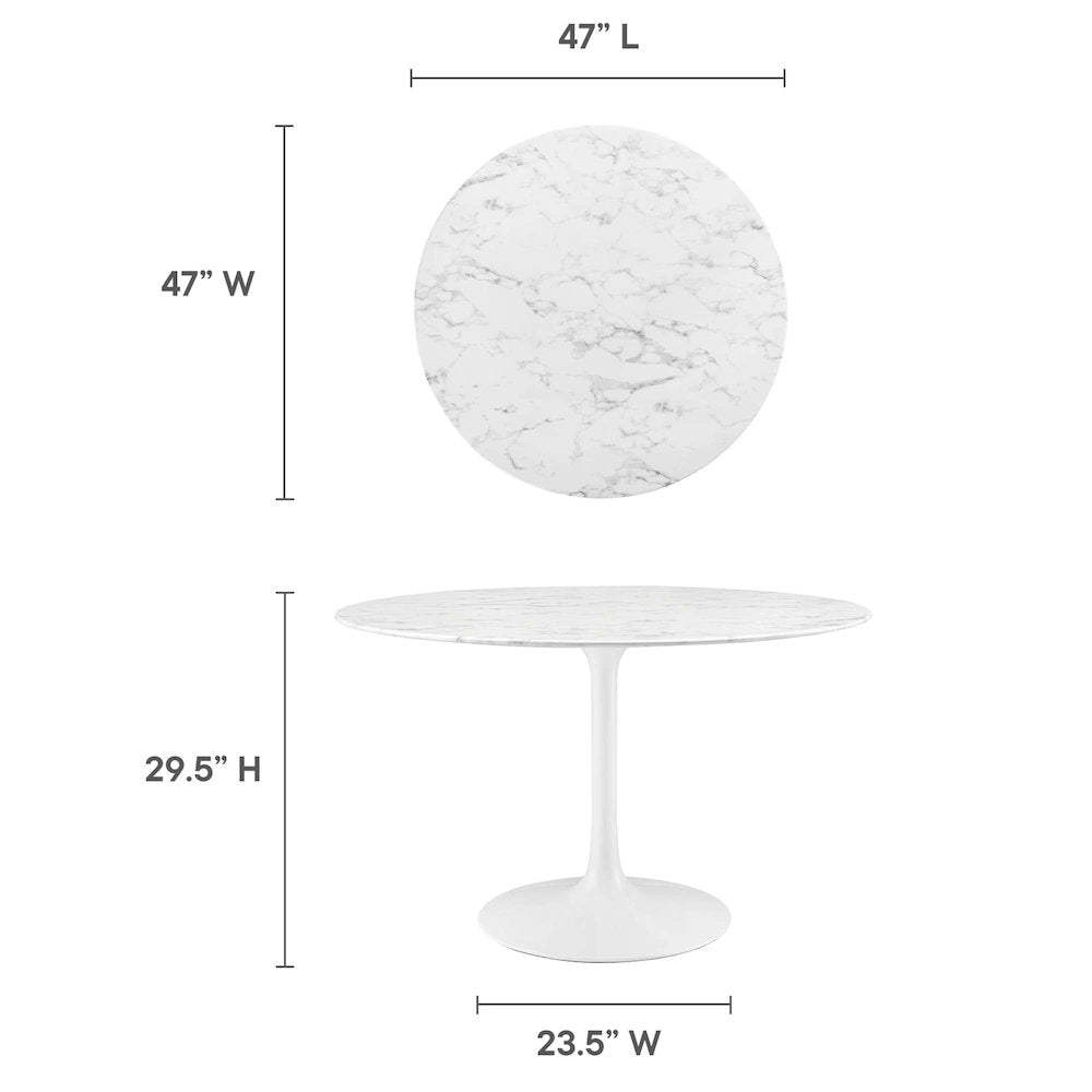 Lippa 48" Round Faux Marble Dining Table