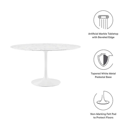 Lippa 54" Round Faux Marble Dining Table