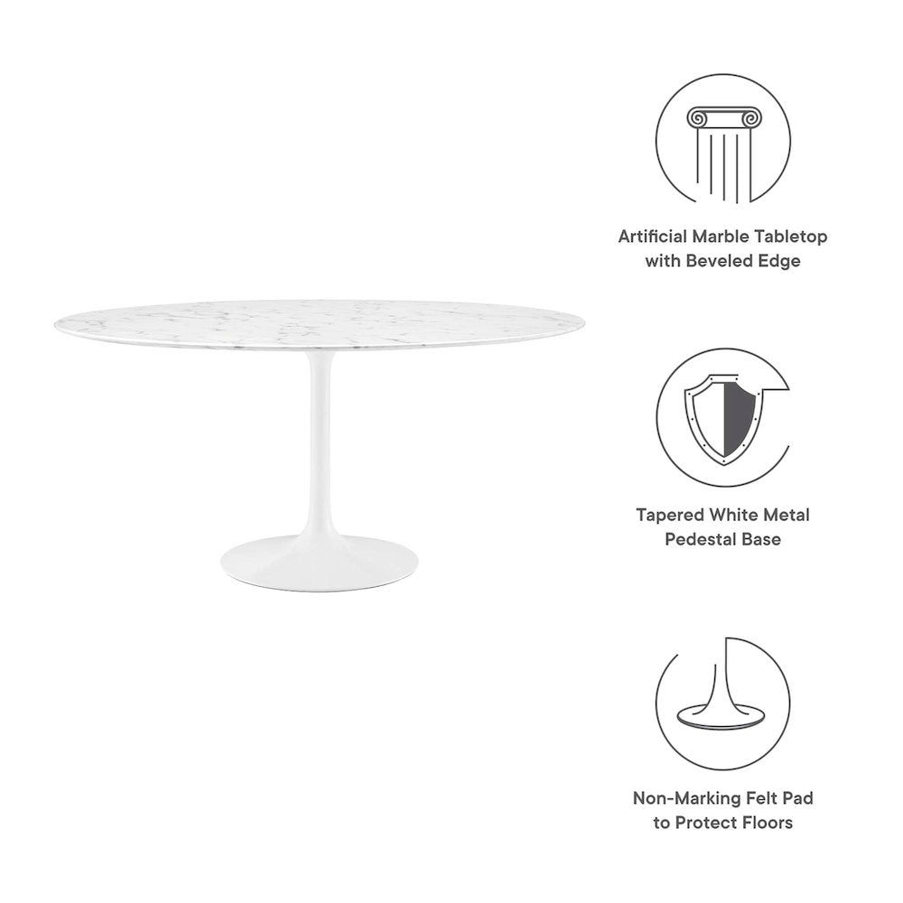 Lippa 60" Round Faux Marble Dining Table