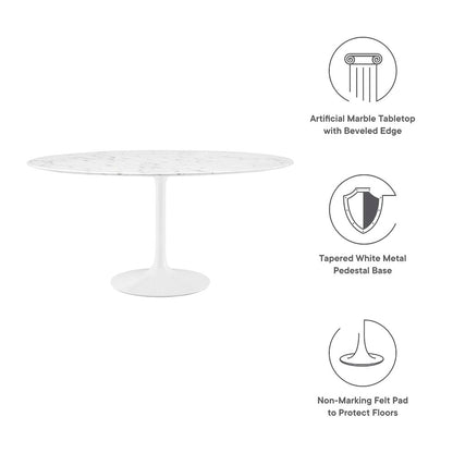 Lippa 60" Round Faux Marble Dining Table
