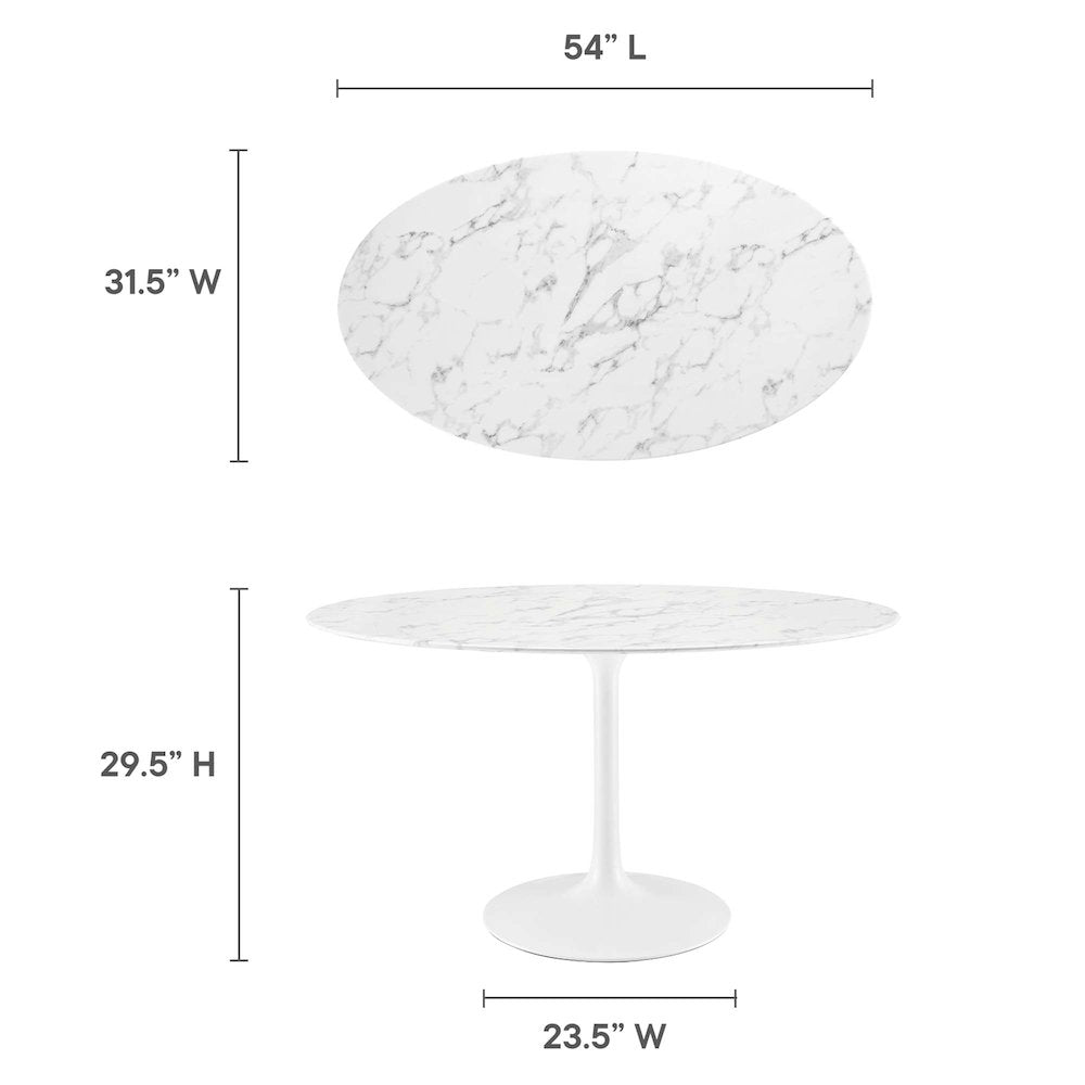 Lippa 54" Oval Faux Marble Dining Table