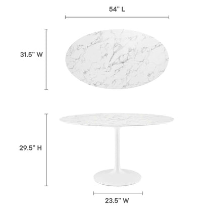 Lippa 54" Oval Faux Marble Dining Table