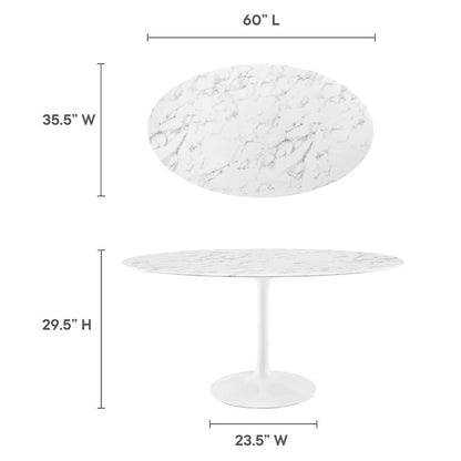 Lippa 60" Oval Faux Marble Dining Table