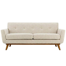 Fabric-Upholstered Small Loveseat Sofa for Bedroom or Small Spaces, Beige