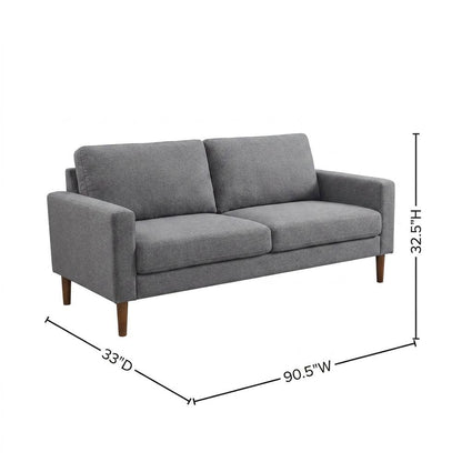Fabric Mid Century Modern Sofa with Track Arms, Tight Back, Expectation Gray