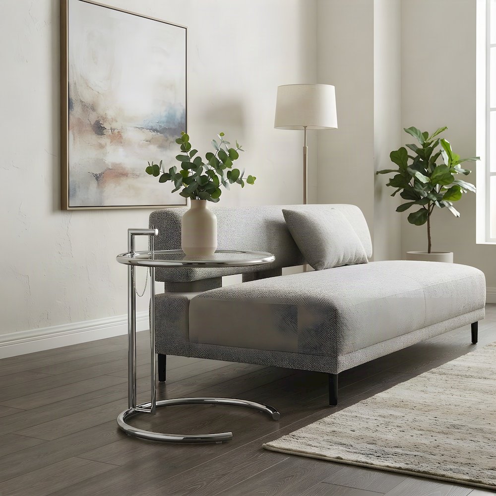 Narrow Metal Side Table, Small Square Chrome Accent End Table, Silver