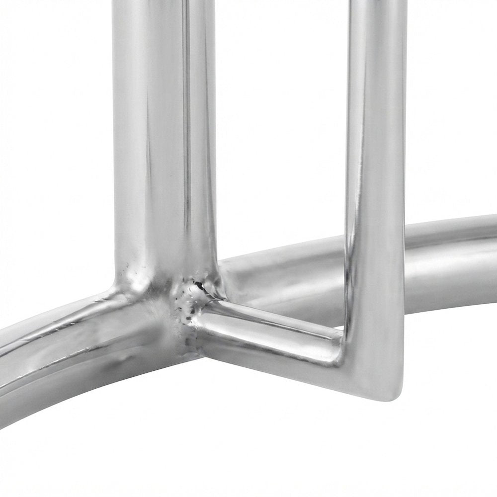 Narrow Metal Side Table, Small Square Chrome Accent End Table, Silver