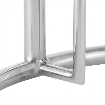 Narrow Metal Side Table, Small Square Chrome Accent End Table, Silver