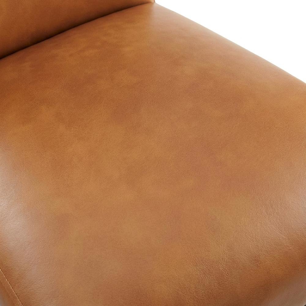 Faux Leather Upholstered Dining Chair with Thick Cushioned Seat, Tan