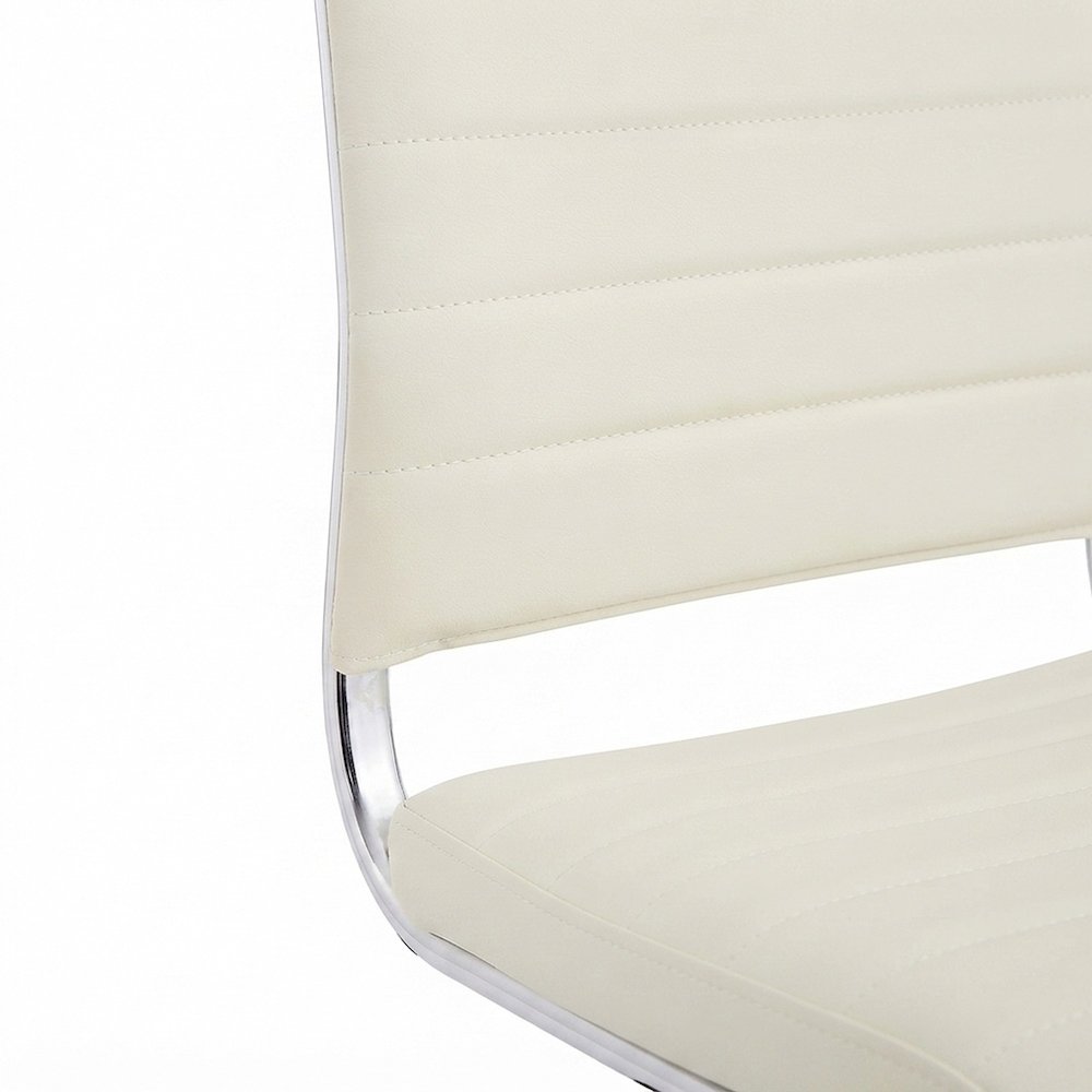 Vinyl Armless Mid-Back Office Chair with Swivel Wheels, White