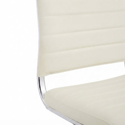 Vinyl Armless Mid-Back Office Chair with Swivel Wheels, White