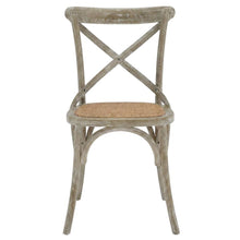 Wood and Rattan Dining Side Chair with Cane Back for Dining Room, Gray