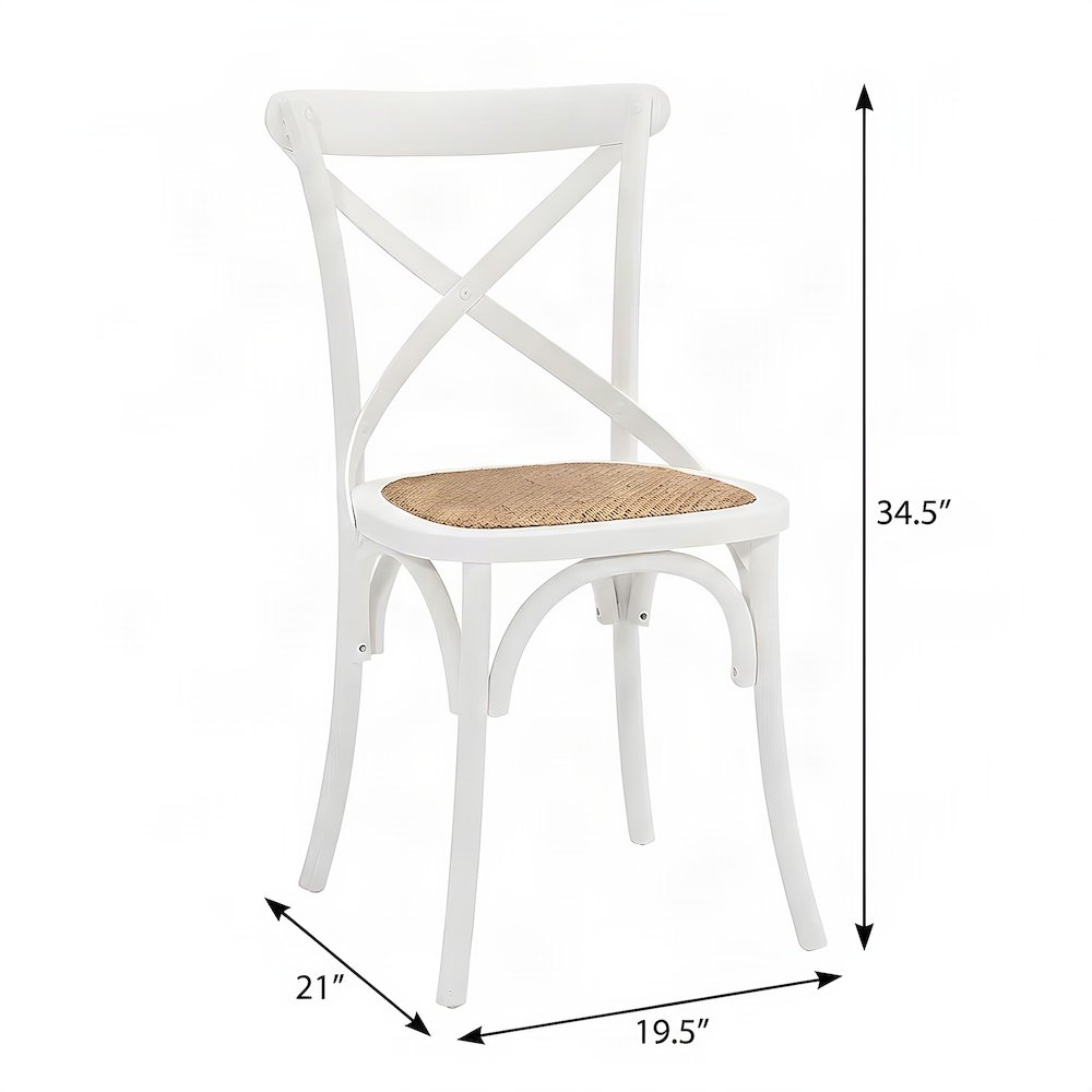 Wood Upholstered Dining Side Chair with Padded Seat, White