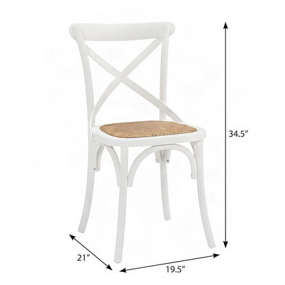 Wood Upholstered Dining Side Chair with Padded Seat, White