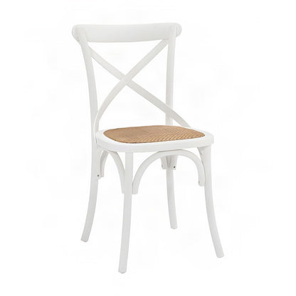 Wood Upholstered Dining Side Chair with Padded Seat, White