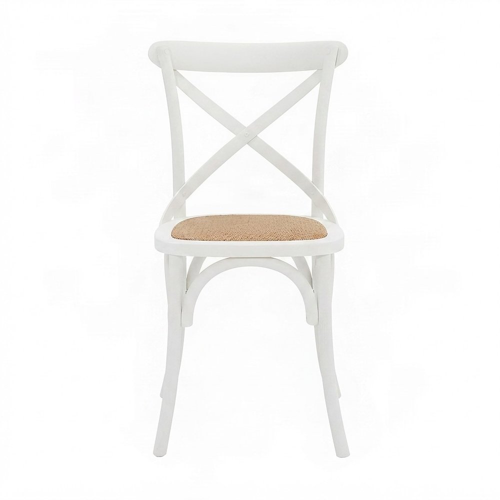 Wood Upholstered Dining Side Chair with Padded Seat, White