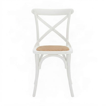 Wood Upholstered Dining Side Chair with Padded Seat, White