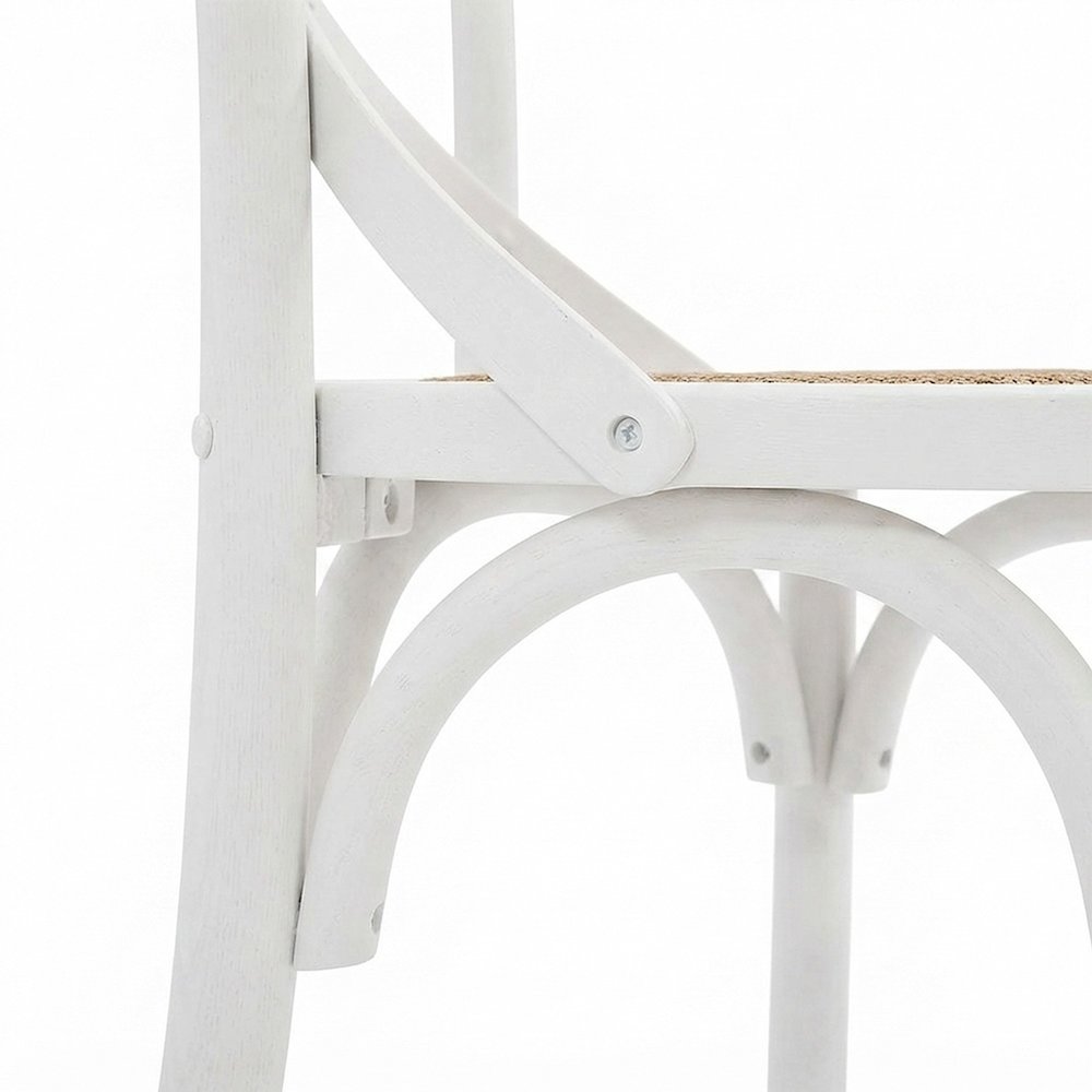 Wood Upholstered Dining Side Chair with Padded Seat, White