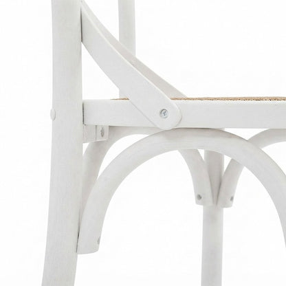 Wood Upholstered Dining Side Chair with Padded Seat, White