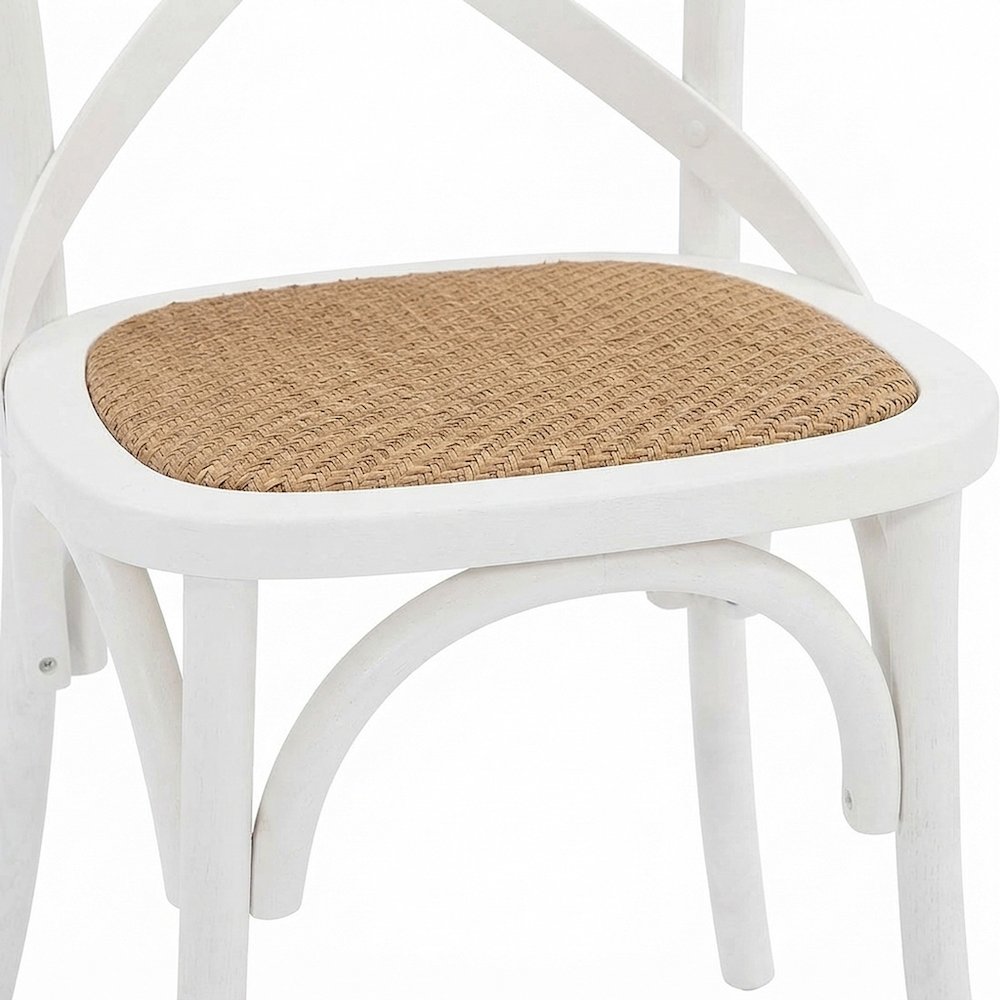 Wood Upholstered Dining Side Chair with Padded Seat, White