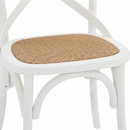 Wood Upholstered Dining Side Chair with Padded Seat, White