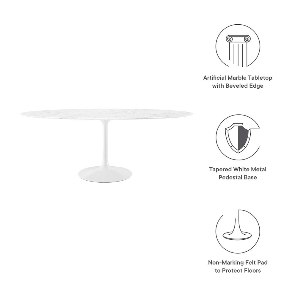 Lippa 78" Oval Faux Marble Dining Table