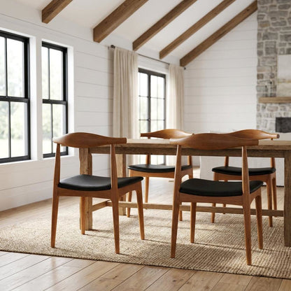 Wooden Dining Chairs for Kitchen and Modern Dining Room Tables, Black, Set of 4