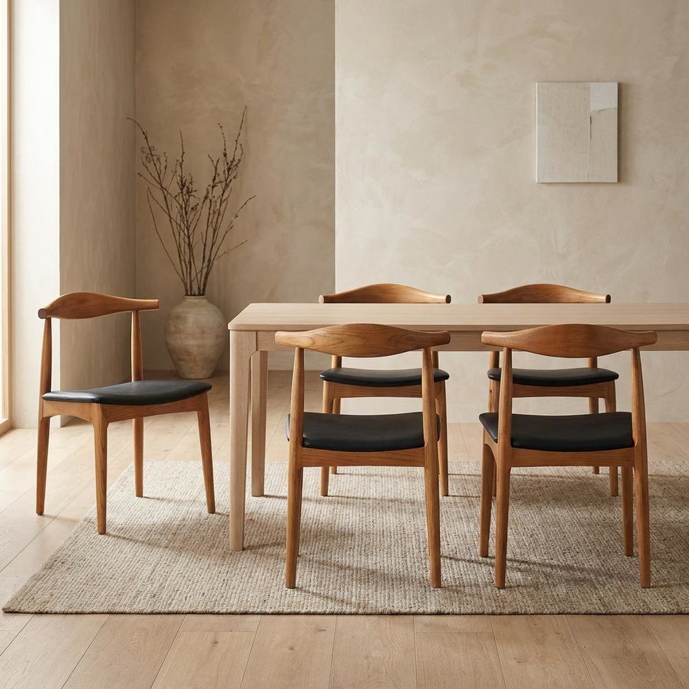 Wooden Dining Chairs for Kitchen and Modern Dining Room Tables, Black, Set of 4