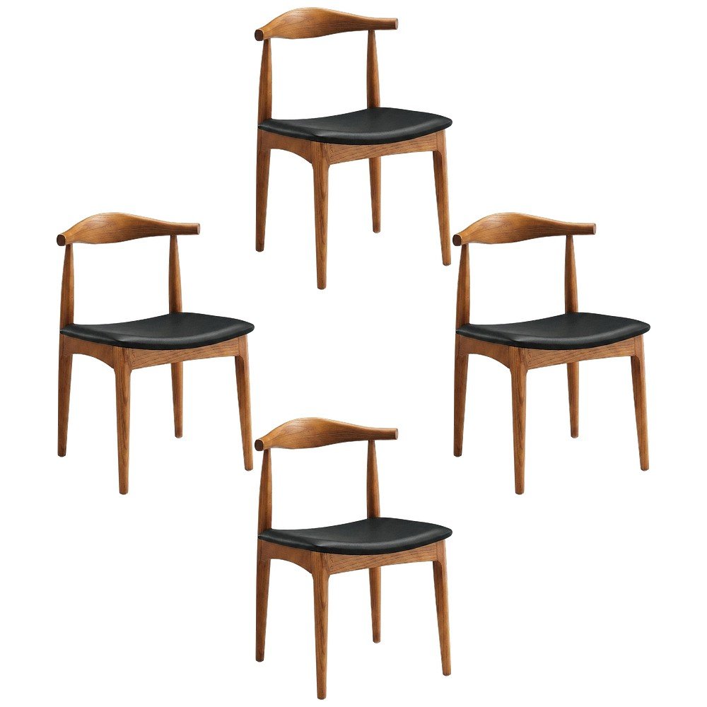 Wooden Dining Chairs for Kitchen and Modern Dining Room Tables, Black, Set of 4