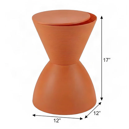 Plastic Backless Stool with Hourglass Base, Funky Side Table, Orange