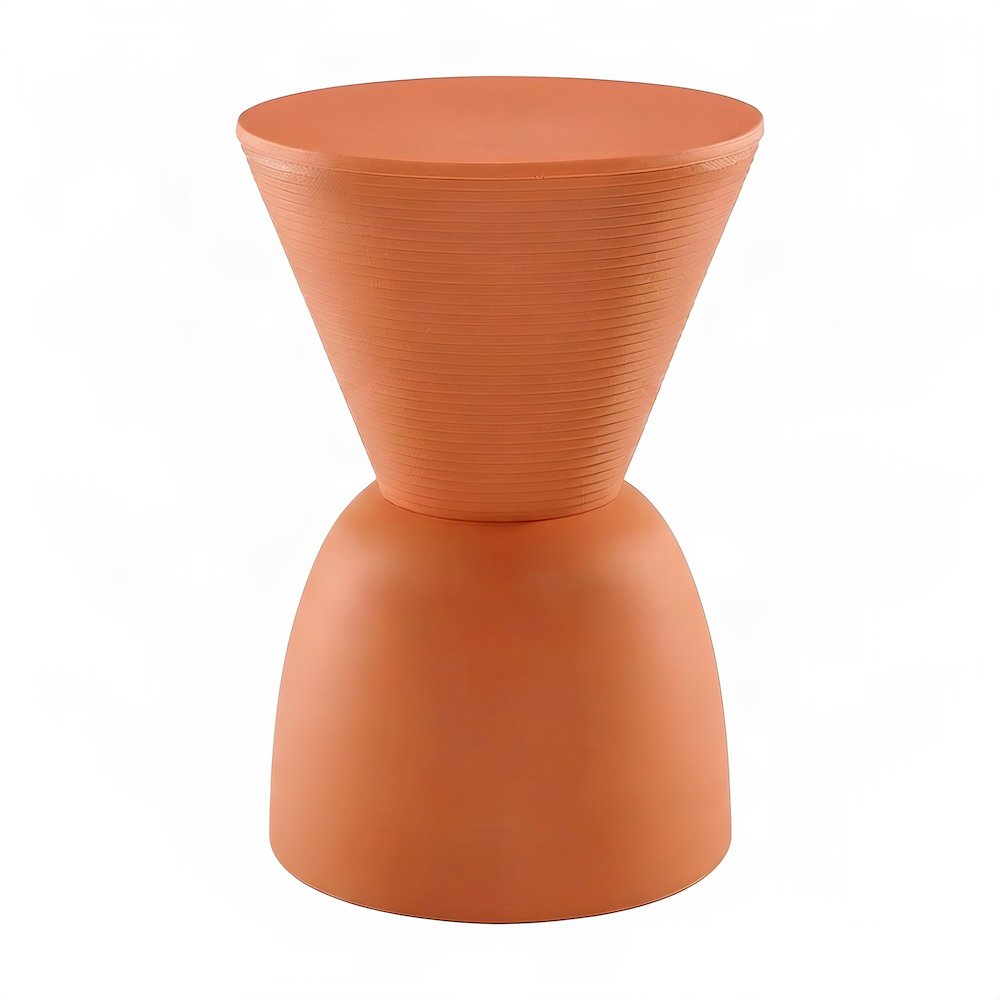 Plastic Backless Stool with Hourglass Base, Funky Side Table, Orange