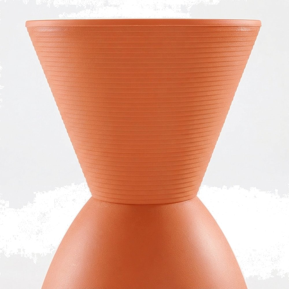 Plastic Backless Stool with Hourglass Base, Funky Side Table, Orange