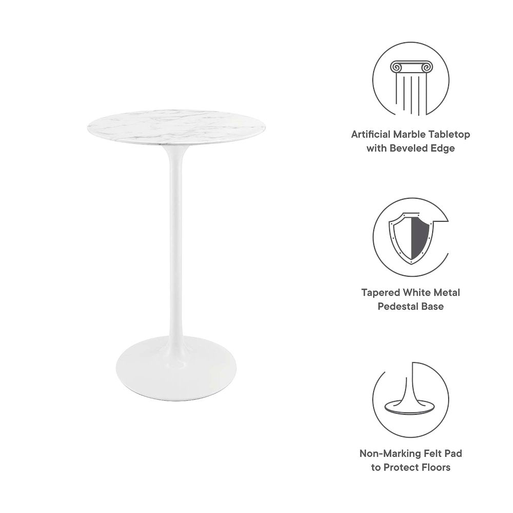 Lippa 28" Round Faux Marble Bar Table