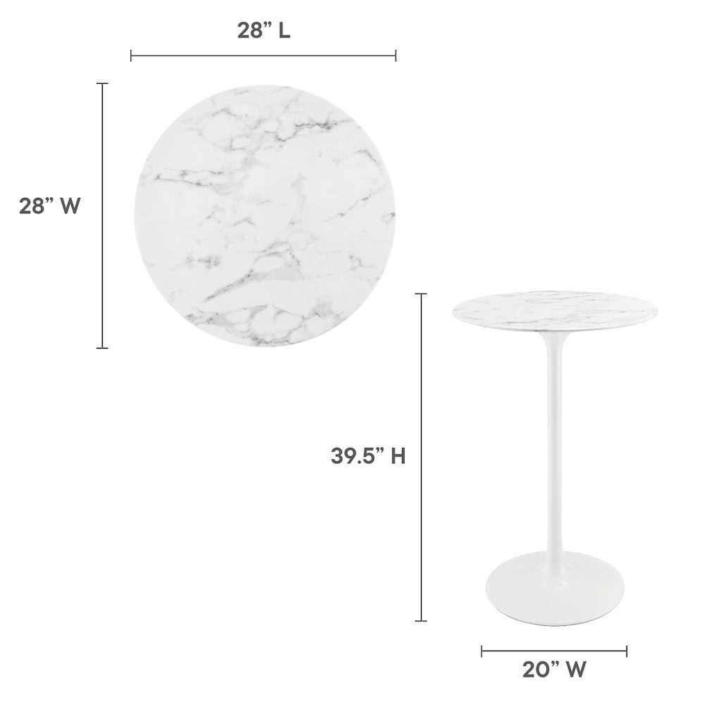 Lippa 28" Round Faux Marble Bar Table