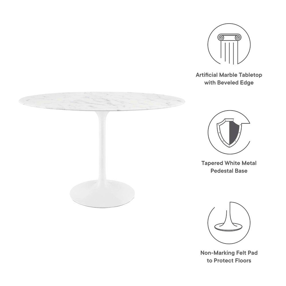 Lippa 48" Oval Faux Marble Dining Table