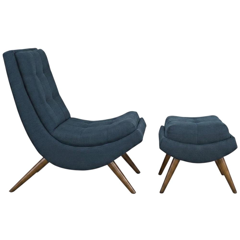 Fabric-Upholstered Lounge Chair for Living Room and Bedroom, Azure