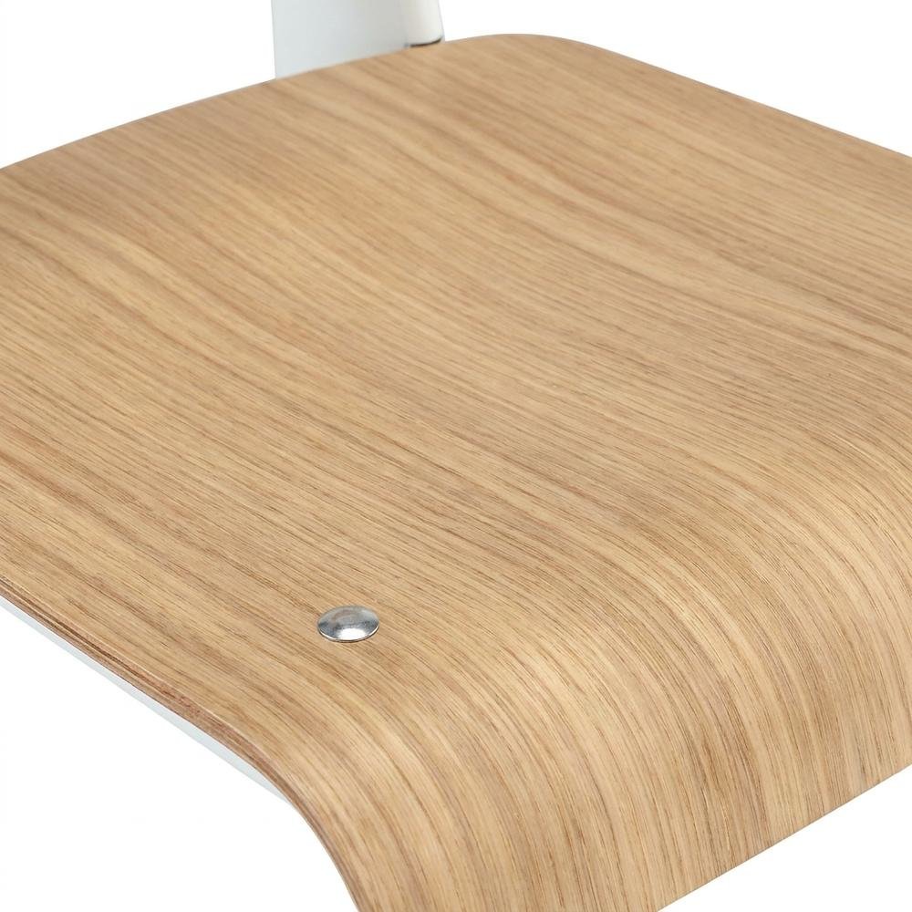 Wooden Dining Side Chair with Slatted Backrest for Dining Room, Natural White
