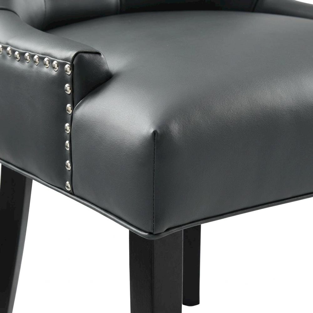Tufted Vegan Leather Upholstered Dining Chair for Dining Room, Gray