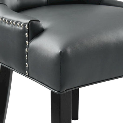Tufted Vegan Leather Upholstered Dining Chair for Dining Room, Gray