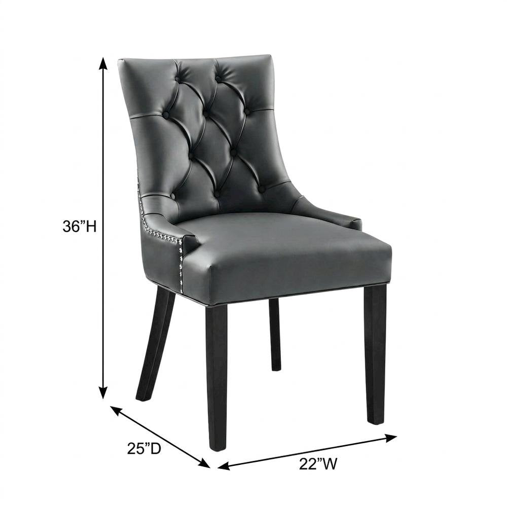Tufted Vegan Leather Upholstered Dining Chair for Dining Room, Gray