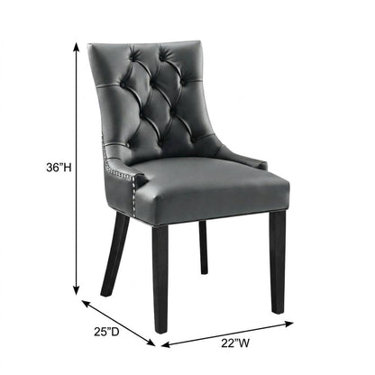 Tufted Vegan Leather Upholstered Dining Chair for Dining Room, Gray